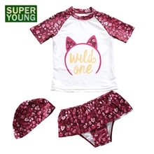 Одежда для купания для маленьких девочек пляжная одежда детский летний купальный костюм с защитой от ультрафиолетовых лучей детский цветочный серфинг плавание костюм Одежда для купания и плавания