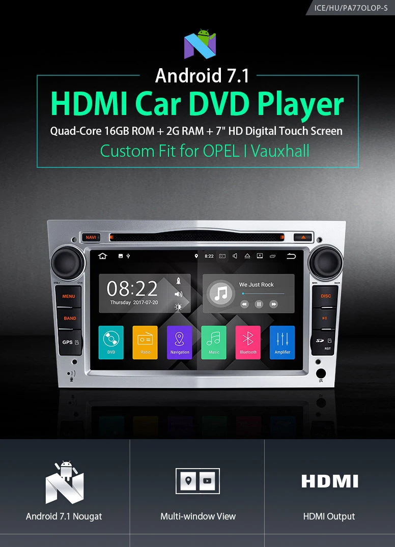 Excellent 7" Android 7.1 Nougat OS Car DVD for Opel/Vauxhall Vectra 2005-2008 & Corsa (D) 2006-2011 & Antara 2006-2011 & Meriva 2006-2008 1