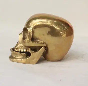 

9cm Chinese Brass Crafted skull framework statue
