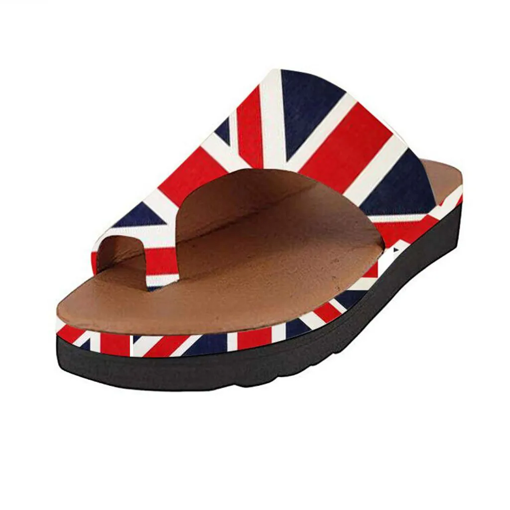 LOULUEN/Винтажные босоножки на толстой подошве с британским флагом; босоножки на танкетке; Летняя Пляжная Женская обувь в стиле ретро с открытым носком; 27MAY21