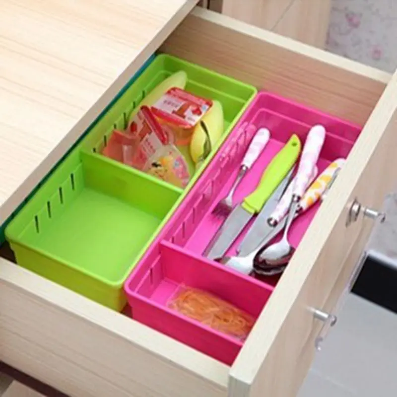 kitchen plastic cutlery drawer with grid storage box free partition