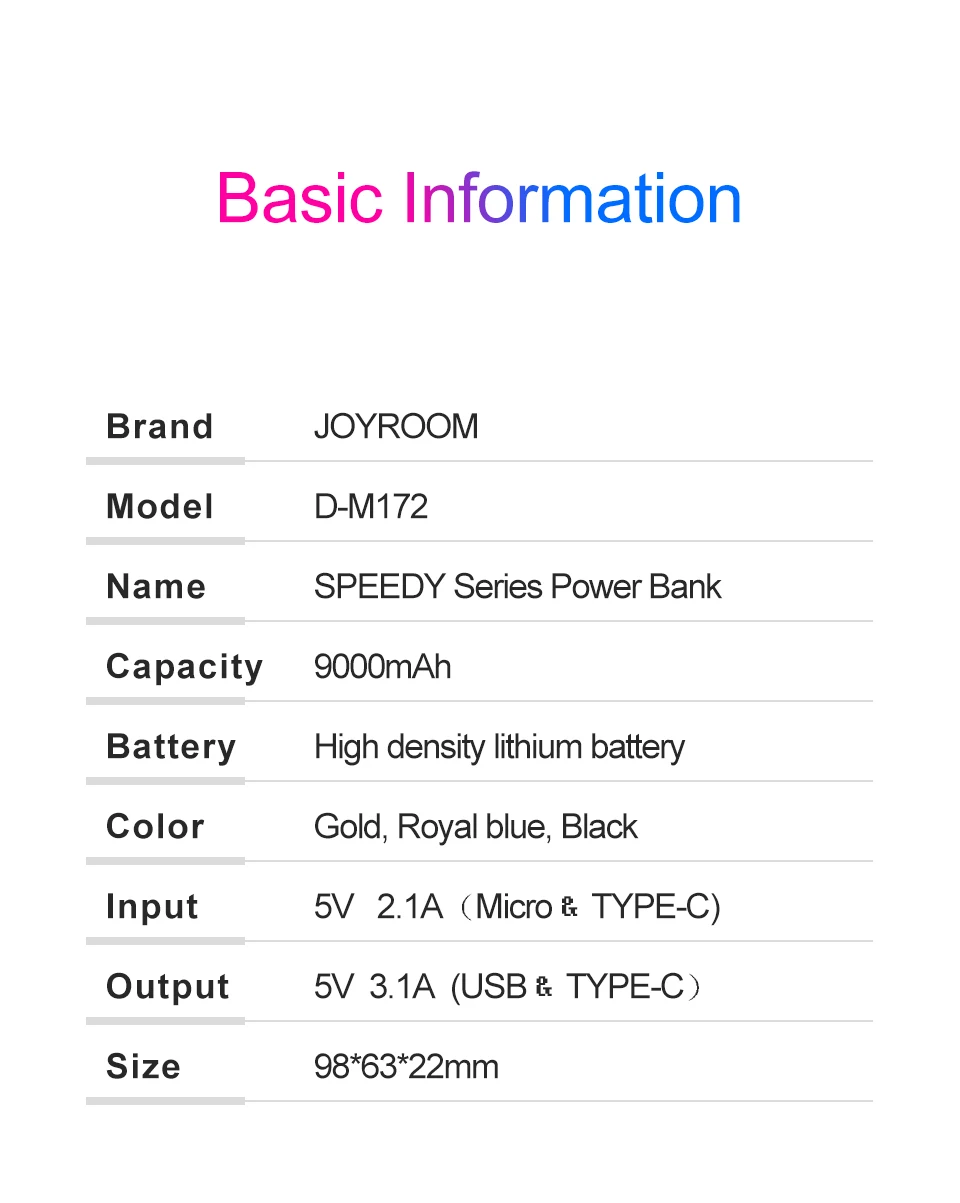 JOYROOM внешняя батарея для телефона 9000 мАч портативное зарядное устройство быстрое зарядное устройство Внешняя батарея Зарядка для Iphone 7 8 samsung S9