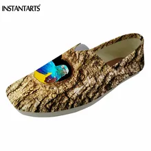 INSTANTARTS 3D птицы древесины Дизайн Повседневная парусиновая обувь женские для девочек дышащие слипоны Тканевая обувь модные женские лоферы