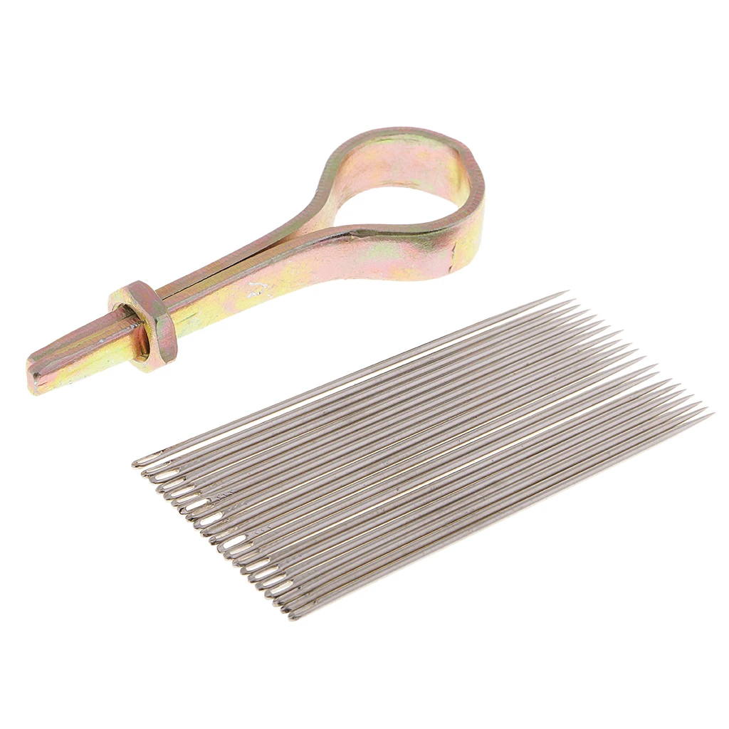 22 Needles with Metal Handle Sewing Awl Hand Stitcher Shoe Repairing Tools