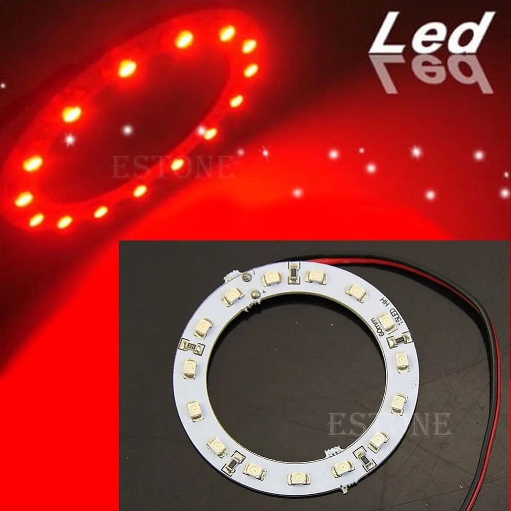 

YAM 1Pair 12V 60MM 15 LED 3528 chip SMD Car Angel Eyes Bright Red Ring Light New