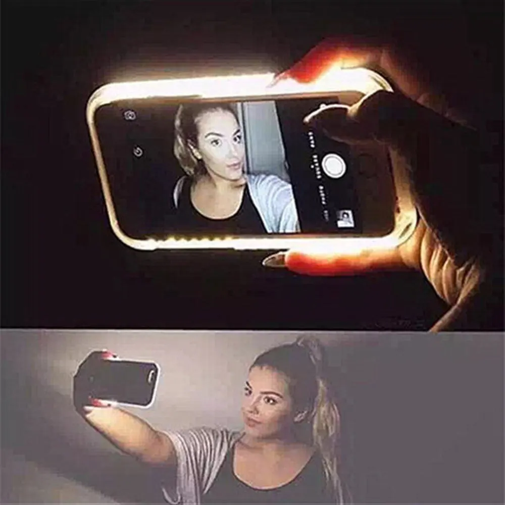 KISSCASE светодиодные Чехлы для селфи iPhone X XS MAX XR 8 7 Роскошный чехол 6 6s Plus 5 5S