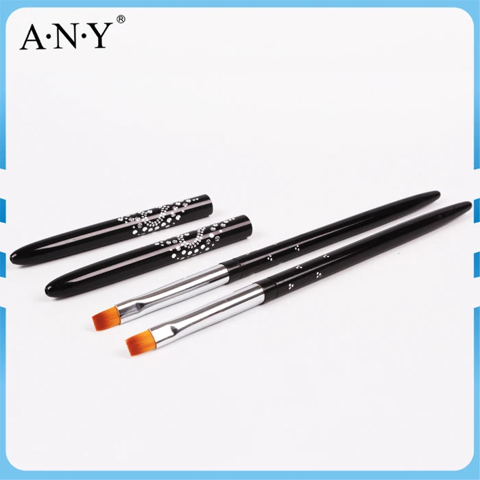

Free Shipping ANY Nylon Hair Black Metal Handle Flat 6# UV Gel Nail Brush 10PCS/Lot
