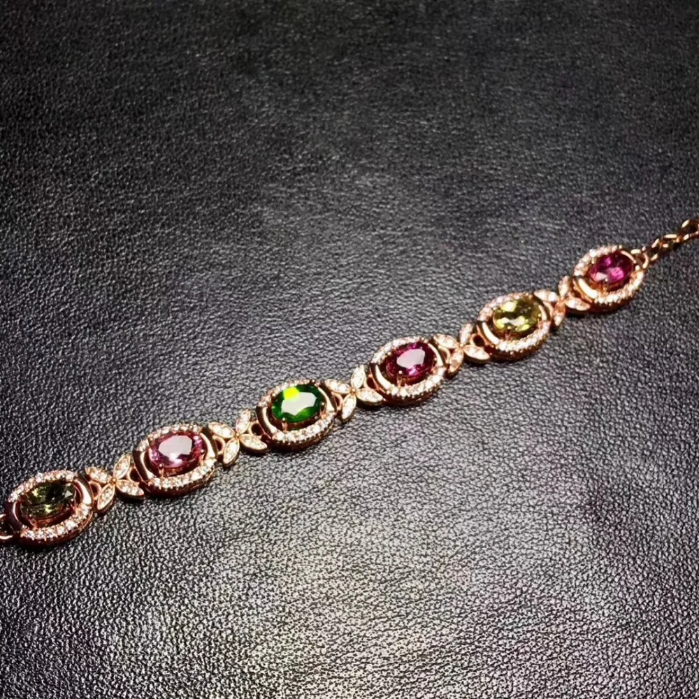 Bracelet en tourmaline multicolore naturelle Bracelet en pierres précieuses naturelles bracelet en