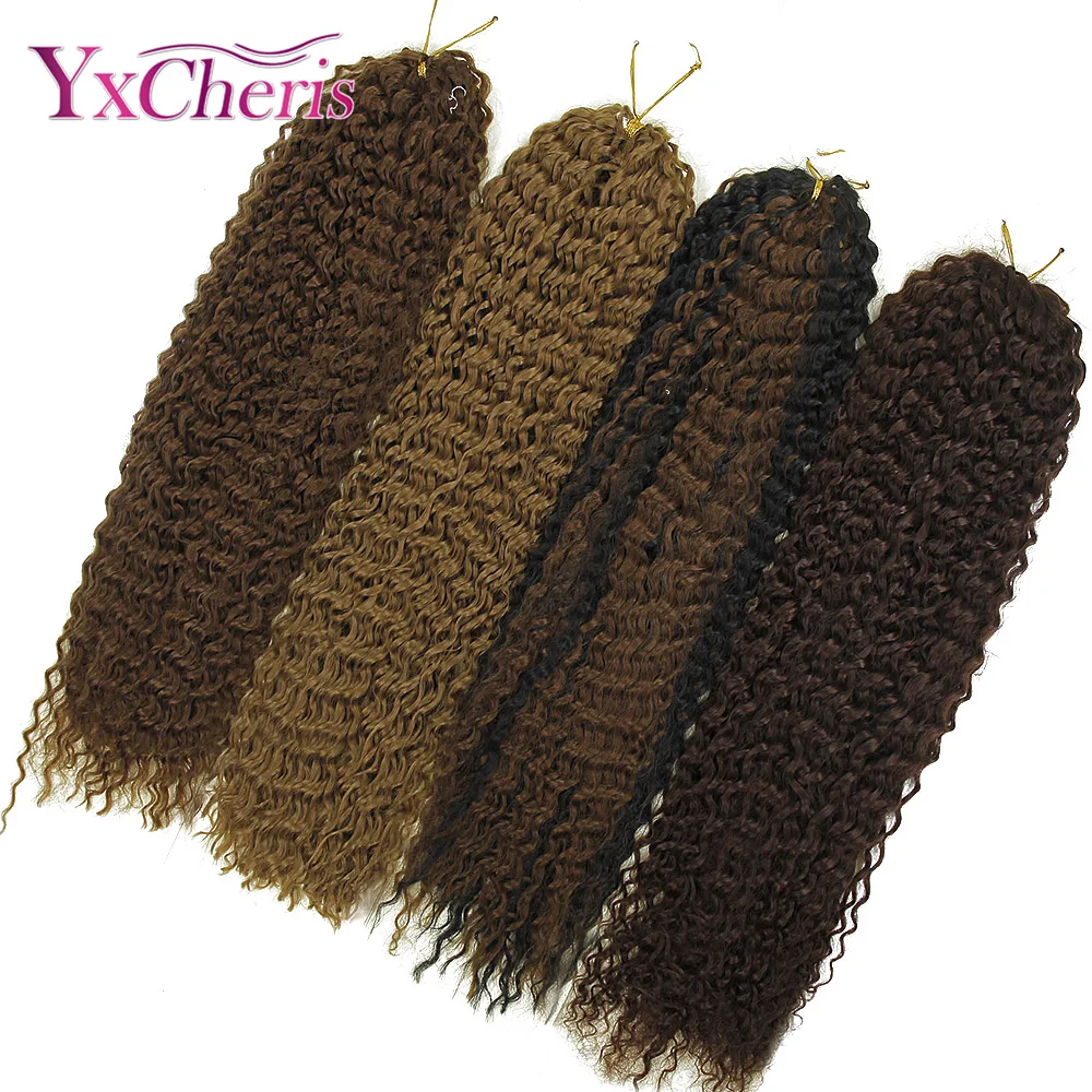 YXCHERISHAIR, 18 дюймов, вязанные крючком косички, афро, кудрявые, крученые, синтетические, Омбре, косички, волосы для наращивания, черные, Marly