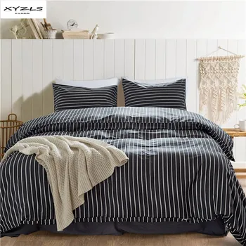 

XYZLS Striped Pattern Bedding Set Modern 100% Cotton Duvet Cover Pillowcase Twin Queen King Size Home Bedclothes Bed Cover