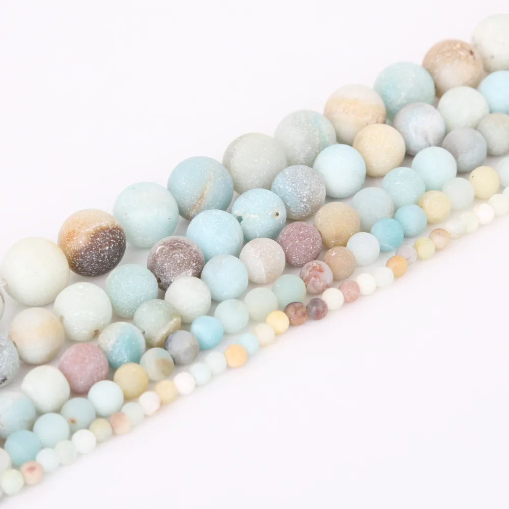 

Hot Fashion 4/6/8/10/12 mm Mix Color Natural Dull Polish Matte Amazonite Stone BeadsFor Jewelry Making DIY Necklace Bracelet
