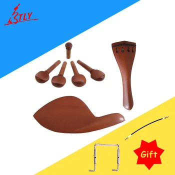 

One Set of Violin Chin Rest Knob Tailpiece Perforated Pegs Jujube Accessories for Violin Size 4/4 3/4 1/2 1/4