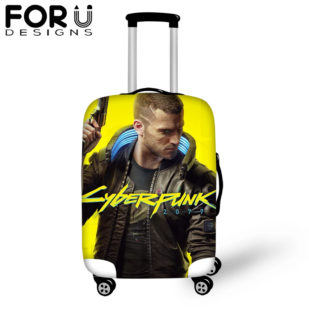 

Cotton Waterproof Luggage Cover Cyberpunk 2077 Print Travel Suitcase Dust Cover for 18-30inch Cases Elastic Luggage Protector
