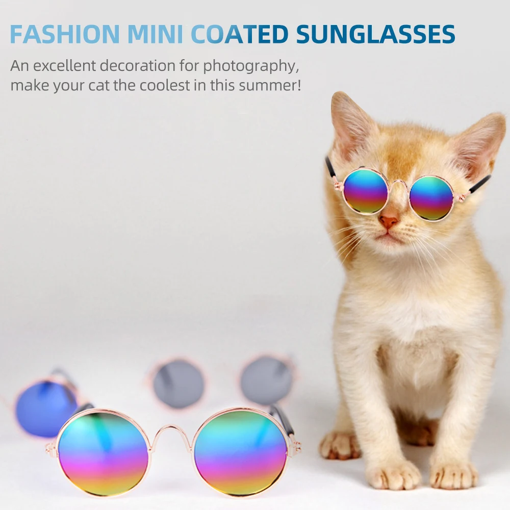 

Pet Cat Glasses Classic Retro Circular Stylish Dog Goggles Sunglasses UV Protection for Cats Small Puppies