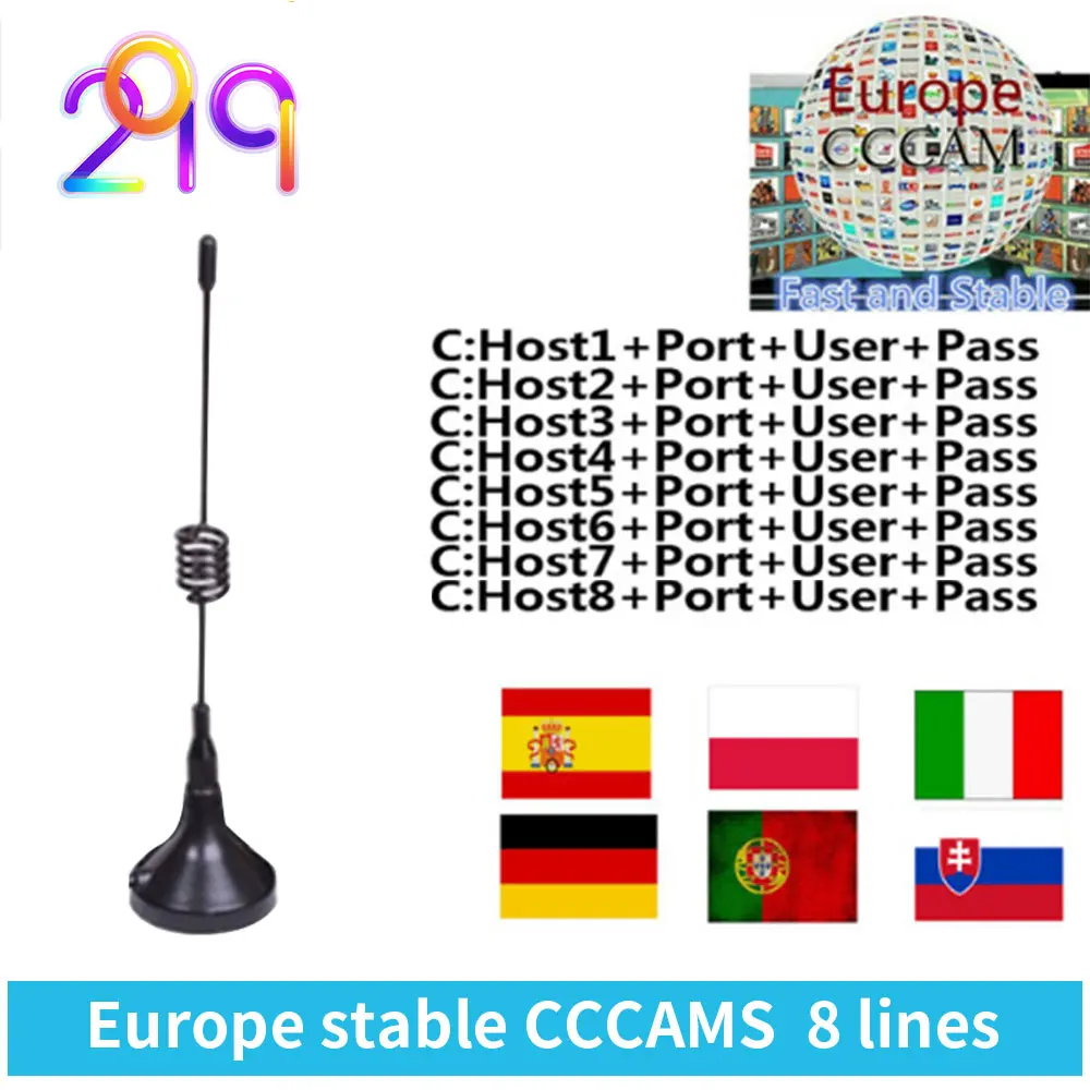 1 год цццамс для спутникового ресивера Европы WI FI VOLLE HD DVB S2 Сервер Поддержка CCcam