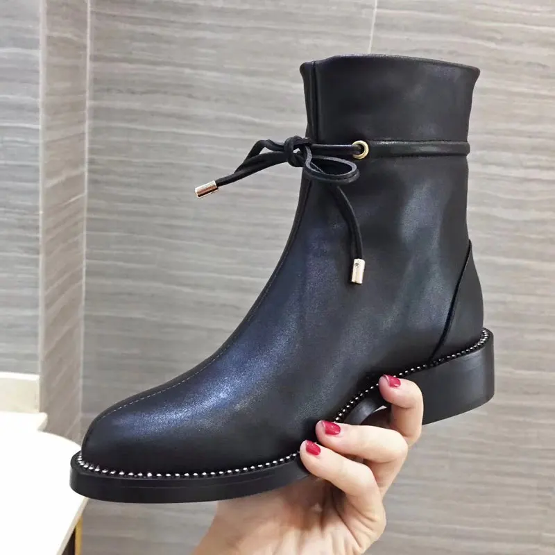 Feminino Cheville Femmes Dentelle Talon Bottes Bout Rond Botas Sapato Courtes Chaussures Faible Marque As En up Dames Cozy Pic Cuir shtrdQ