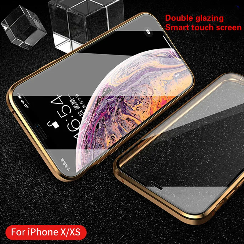 

Double-sided glass For IPhone 6 7 8 Plus case XS Max XR Magnetic adsorption cover For IPhone 11 Pro Max protective cover