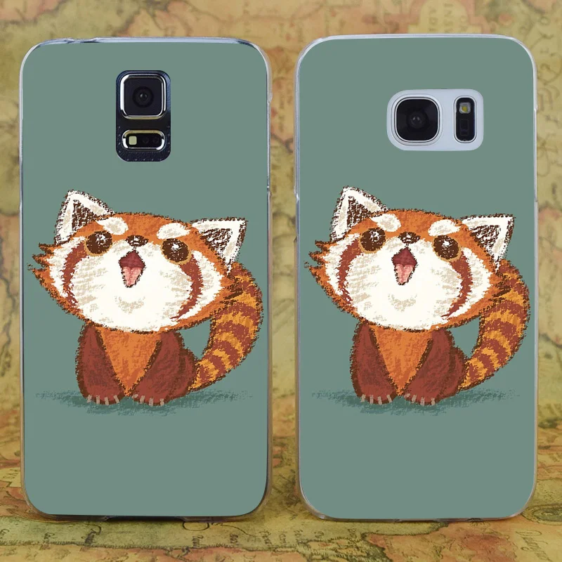 E0917 Red Panda Happy Transparent Hard PC Case Cover For Samsung Galaxy Note S 3 4 5 6 7 8 9 Mini Edge Plus |