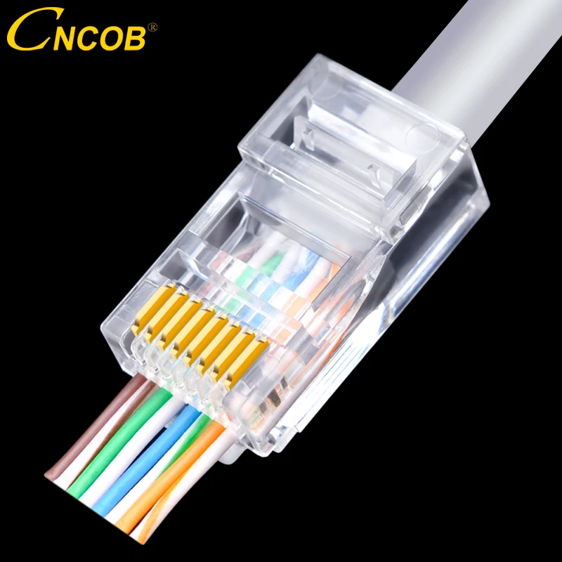 30PCS RJ45 Connector RJ45 Plug CAT6 Network Connector Gold Plated 8P8C Shielded