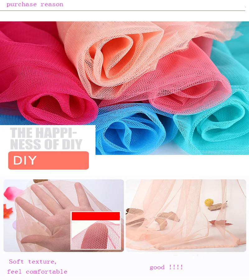 160cm*2m/Lot Soft Hexagonal Net Yarn Encryption Gauze Polyester Mesh Tulle Fabric DIY Sewing Tutu Party Wedding Dress Patchwork
