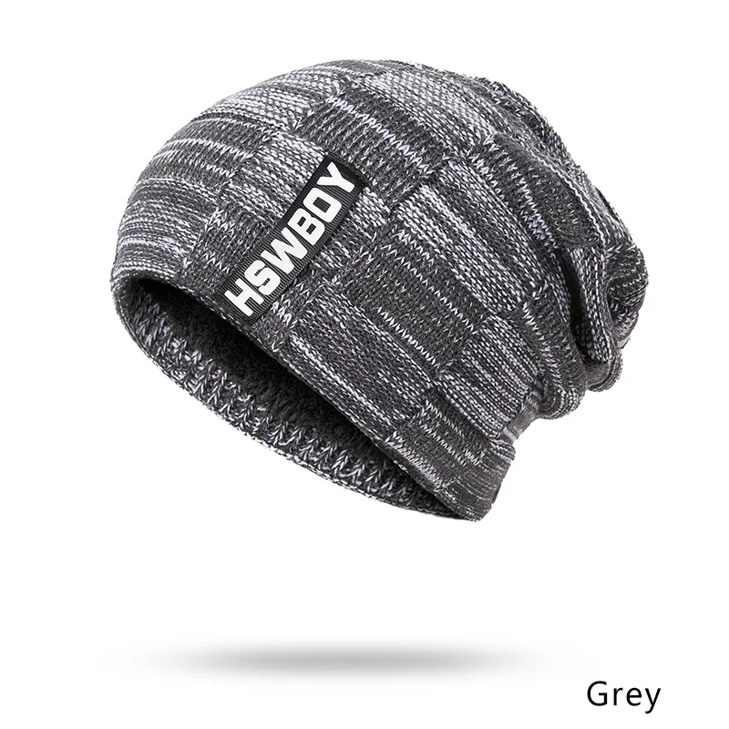 Набор из 2 предметов, зимняя шапка, шарф, набор для мужчин, зимние шапочки, шарфы, мужские зимние комплекты, толстые хлопковые теплые зимние аксессуары - Color: grey 2