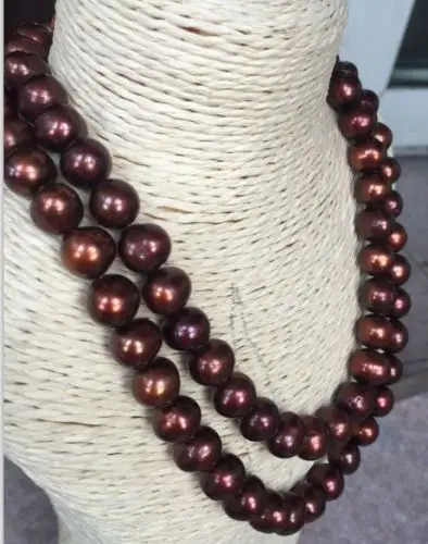 

Free Shipping >>>>> double strands 12-13mm south sea chocolate baroque pearl necklace 18"19