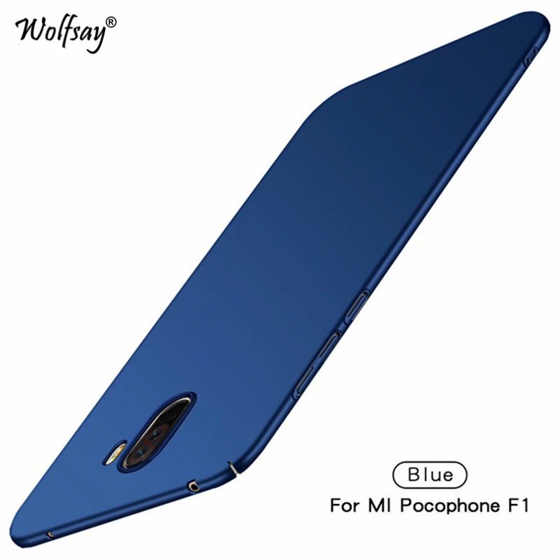 Для Pocophone F1 чехол Роскошный тонкий гладкий жесткий чехол для телефона Xiaomi Pocophone F1 защитный чехол для Xiaomi PocoPhone F1 - Цвет: Blue