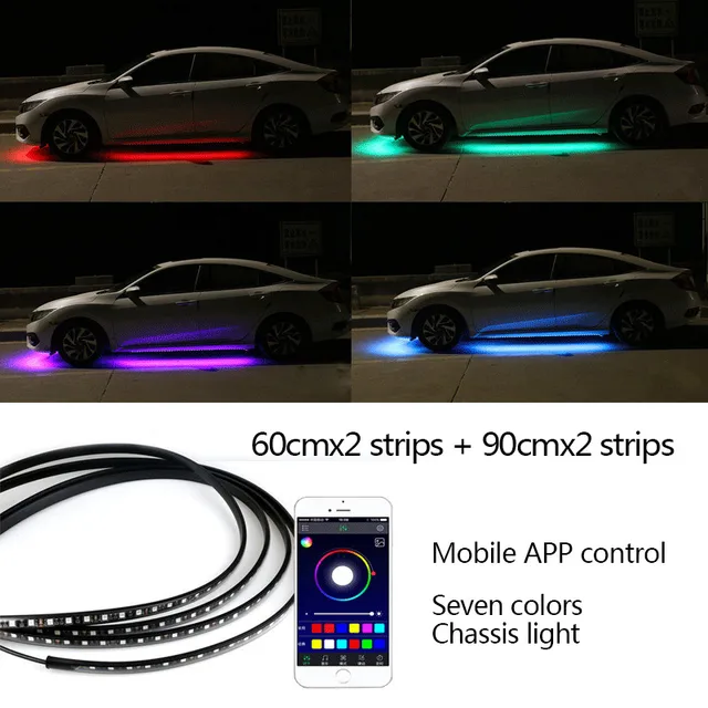 12v Led Car Chassis Flexible Strip Lights Auto Rgb Underglow Decorative Atmosphere Lamp Cars Underbody System Light Accessories Decorative Lamp Aliexpress