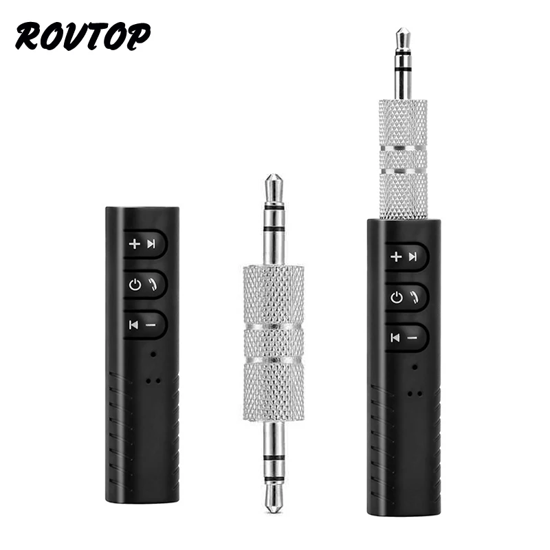 Rovtop Mini 3.5mm Jack Bluetooth Car Kit Handsfree Music Audio Receiver Adapter Auto Bluetooth