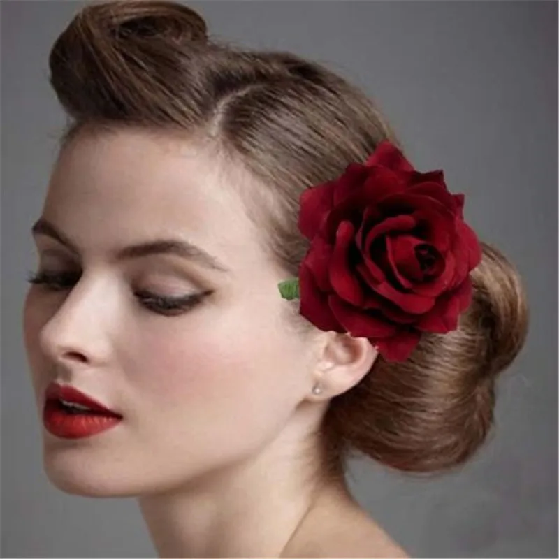 Flocking cloth 10cm simulation rose flower hair clip headdress boutonniere accessories |