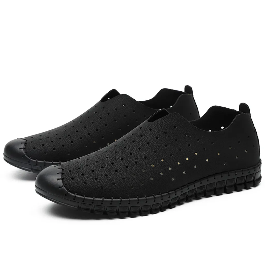 

Men Casual Hollow Round Head Shoes 2019 Fashion Men Shoes Leather Men Loafers Moccasins Slip On Men's Flats Loafers Male Shoes