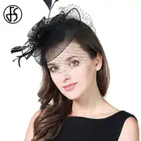 FS Feather Fascinator Hat Ladies Small Organza Derby Hats Six Colos Elegant Flower Women Pillbox Church Headwear 2018 Fashion
