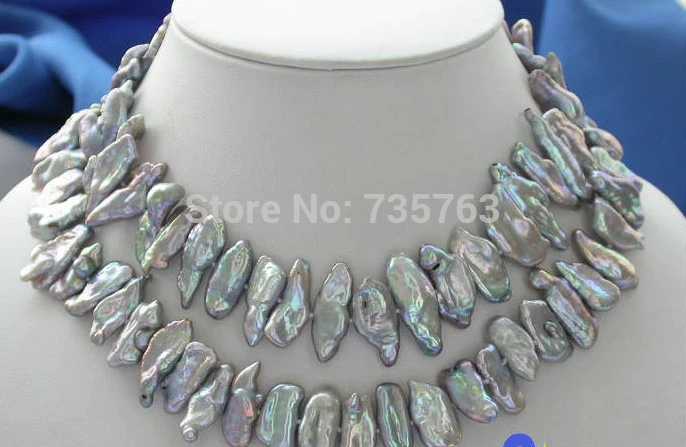

HOT 0014553 Luster 32" 30MM GRAY DENS BIWA PEARL NECKLACE 925SC