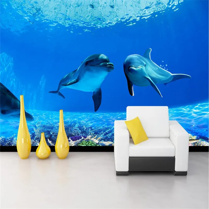 Обои высокого качества глубокий морской дельфин современные декоративные 3d обои