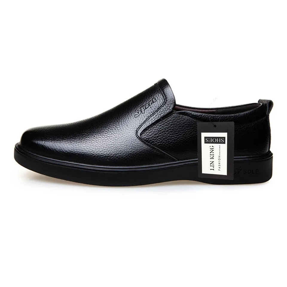 LIN KING/Новинка; дизайнерская мужская повседневная обувь из натуральной кожи; деловые туфли без застежки; однотонная мужская деловая обувь; Мужская обувь лоферы