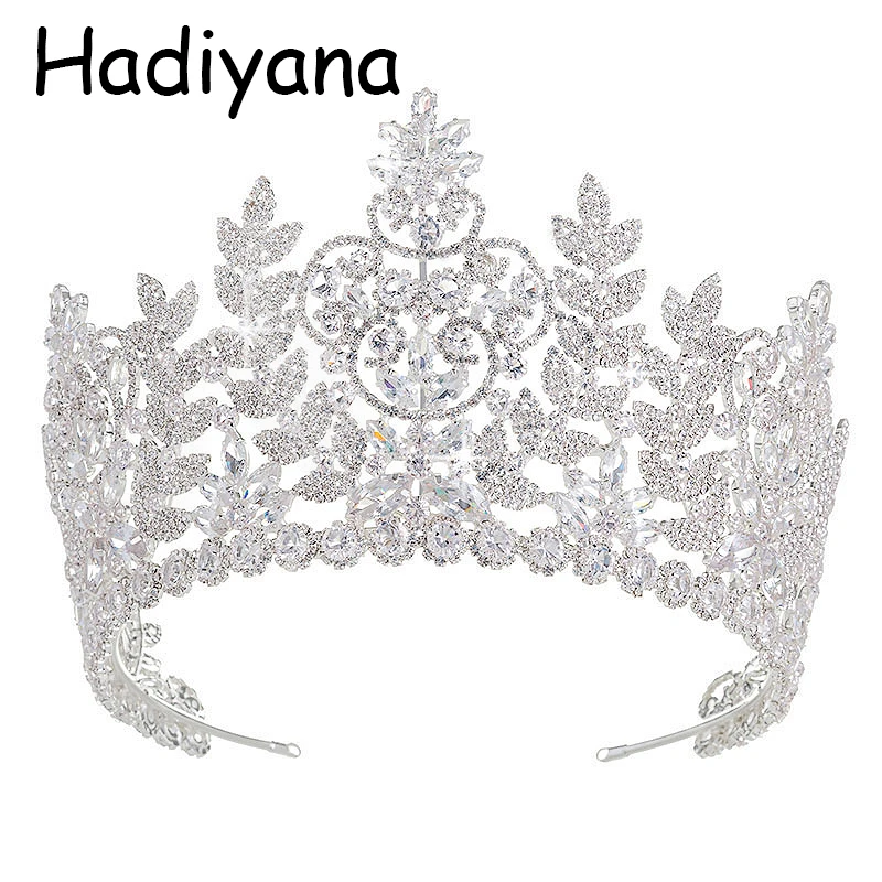 

Hadiyana Bright Cubic Zircon Leaf Tiara Copper Crown Micro Pave CZ Bride Wedding Hair Jewelry Diadem Mariage Bijou Crowns HG6038