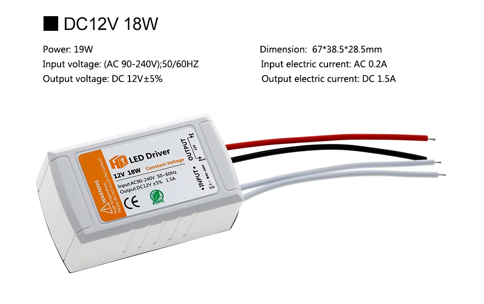 Светодиодный трансформатор освещения 12 в 18 Вт 36 Вт 72 Вт 100 Вт высококачественный безопасный драйвер для светодиодной ленты импульсный источник питания