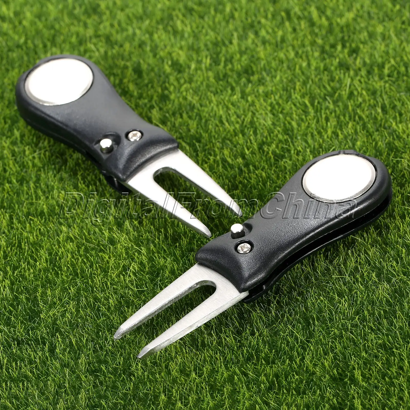 

2 Pcs Black Stainless Steel Fashion Practical Golf Club Ball Putting Green Fork Divot Lawn Golf Training Aids Golf Accessories