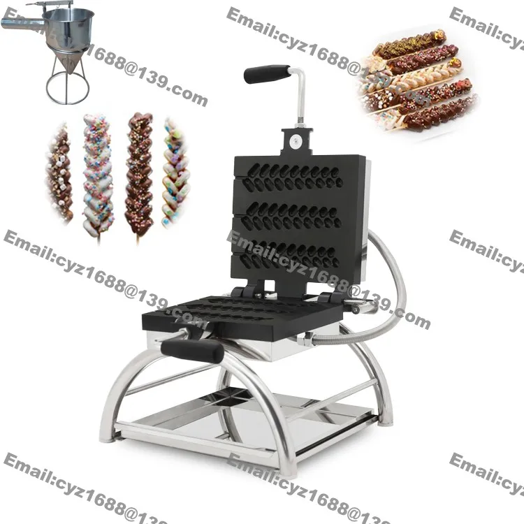

Free Shipping Nonstick 110v 220v Electric Wheat Stalk Shaped Lolly Waffle Stick Maker Machine Baker w/ Batter Dispenser
