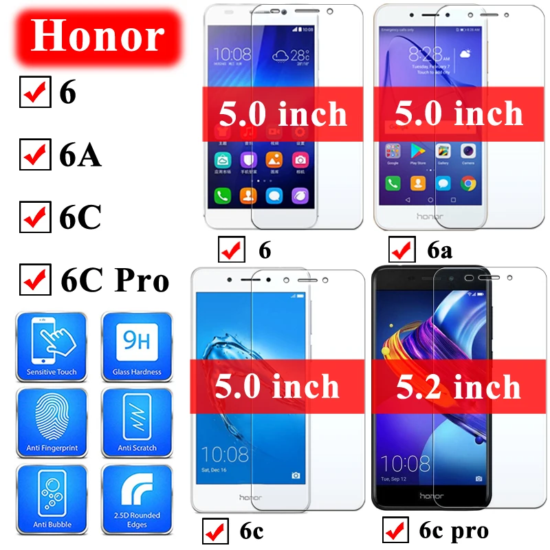 Защитное стекло на honor 6a 6c Pro закаленное для Honer 6 A C защита экрана C6 Huawei Armor A6 Honor6a Nonor