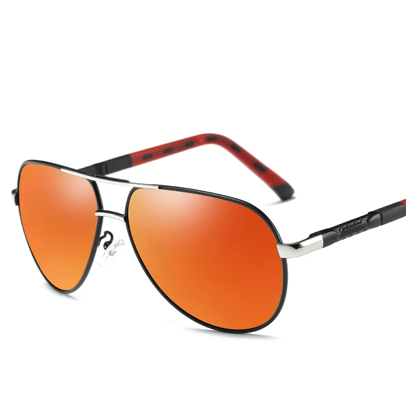 Классический ретро поляризованных солнцезащитных очков Для мужчин солнцезащитные очки бренда класса «Люкс» покрытие зеркало вождения солнцезащитные очки в винтажном стиле Óculos de sol - Цвет линз: silver red