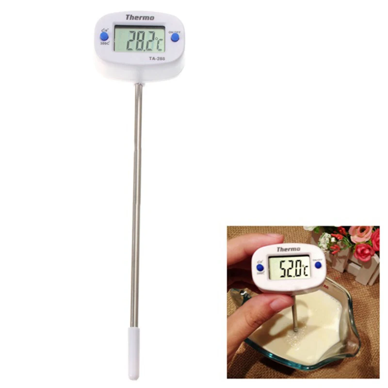 Вращающийся цифровой термометр для приготовления пищи, барбекю, мясо, печь для шоколада, молока, воды, масла, Кухонный Термометр, электронный зонд - Цвет: White