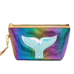 Модная лазерная сумка для макияжа с рисунком рыбий хвост женская косметичка на молнии сумка для макияжа Организатор дорожных туалетов