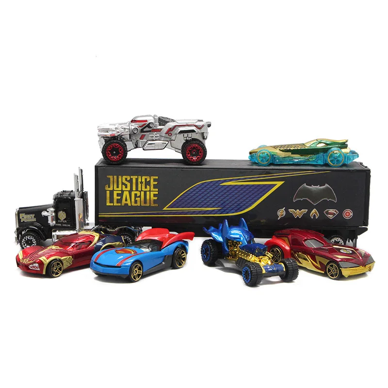 Disney Toys 2019 New Avengers Racing Set 6 Pack For Kids Combination Creative Cartoon Superman Batman Alloy Children