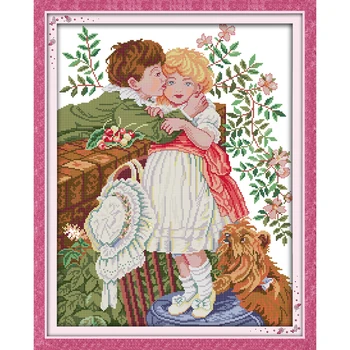 

Innocence boy and girl Needlework,Stitch,14CT Cross Stitch,Sets For Embroidery Kits Counted Cross-Stitching kids bedroom decor