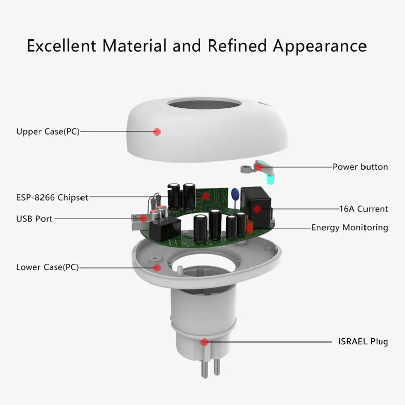 Израиль Смарт USB розетка 15А с контролем мощности WiFi штекер голосового пульта дистанционного управления работа с Alexa Google home Tuya Smart life App