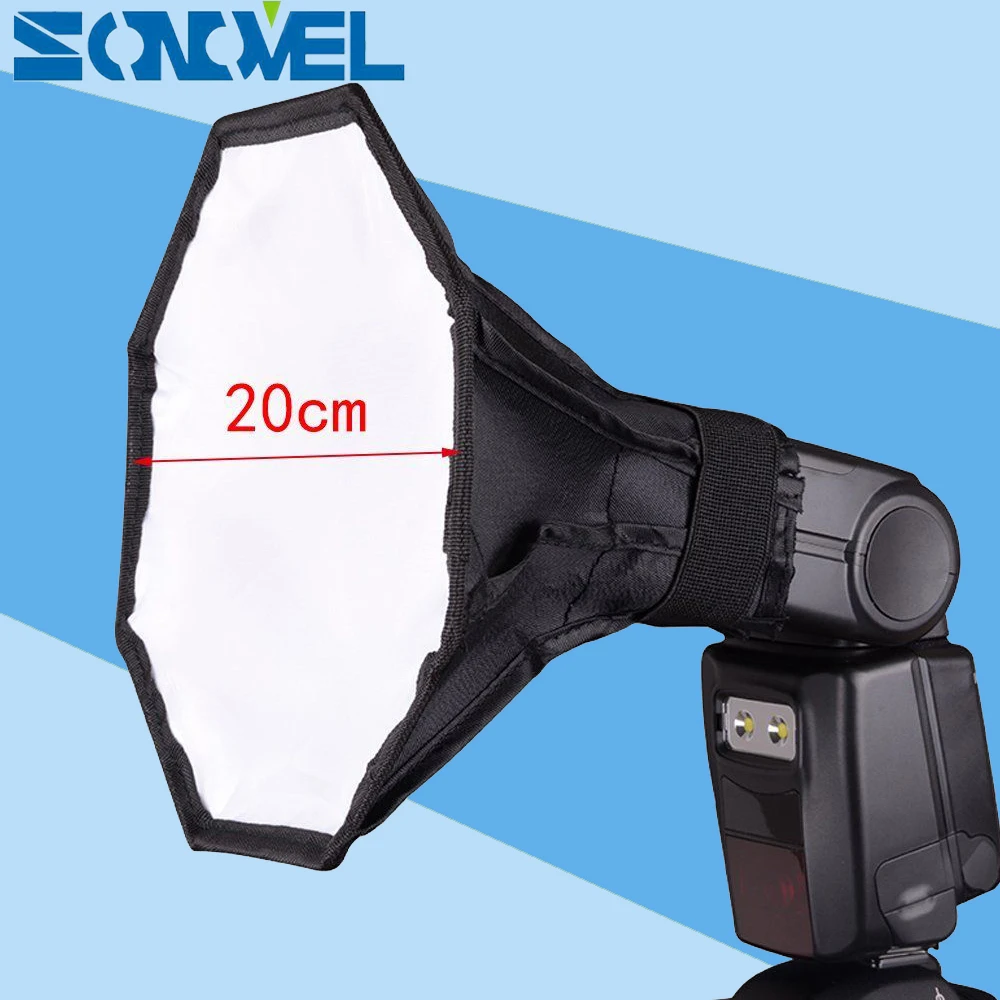 Мини софтбокс рассеиватель вспышки 20 см восьмиугольный для Canon Nikon YongNuo Speedlite 430EX