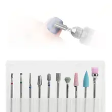 10 шт./компл. ногтей шлифовальная дрель Биты Электрический маникюр щетка для удаления комплект с двигателем