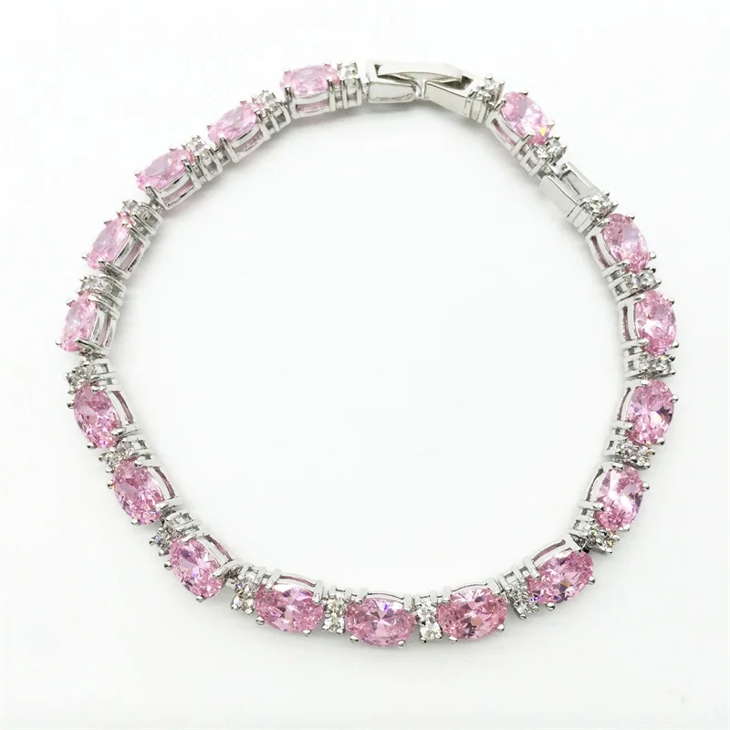 2017 pink Stone color Jewelry Sterling Silver Casual Bracelets & Bangle