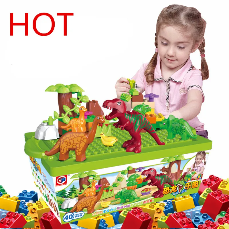 40Pcs/Lot Dinosaur Valley Building Blocks Sets Large particle Animal